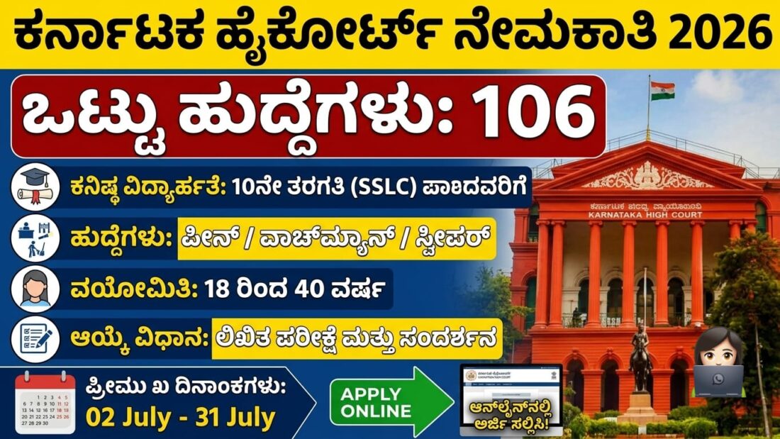 karnataka high court recruitment 2026 job apply